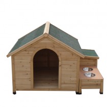 XLarge Dog Timber Wooden Kennel Cabin Log Storage Box Bowls P031