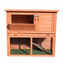 Rabbit Hutch Wooden Chicken Coop Guinea Pig Cage House Feeder Storey P060