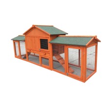 New 230cm Rabbit Guinea Pig Hutch Wood Cage Chicken Ferret Coop With Double Run P061