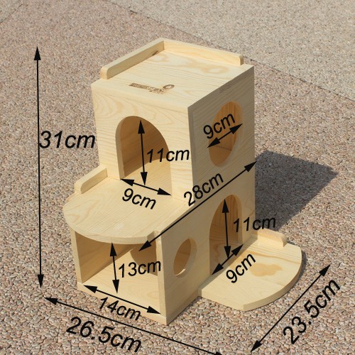Tinnapet Small Wooden Hamster Pet House For Rat Mice Rodent Mouse